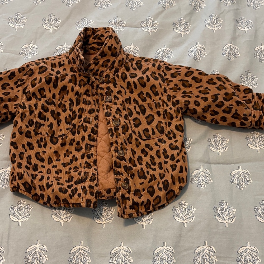 GAP Brown Leopard Print Kids Puffer Jacket